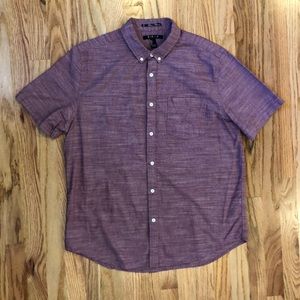 21MEN Men’s Red Casual Button-Down Shirt - Large